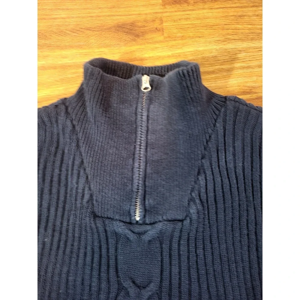 Holebrook Original Navy Blue 1/4 Zip Ribbed Mock Neck  Sweater XL Read Flaw - Picture 4 of 5